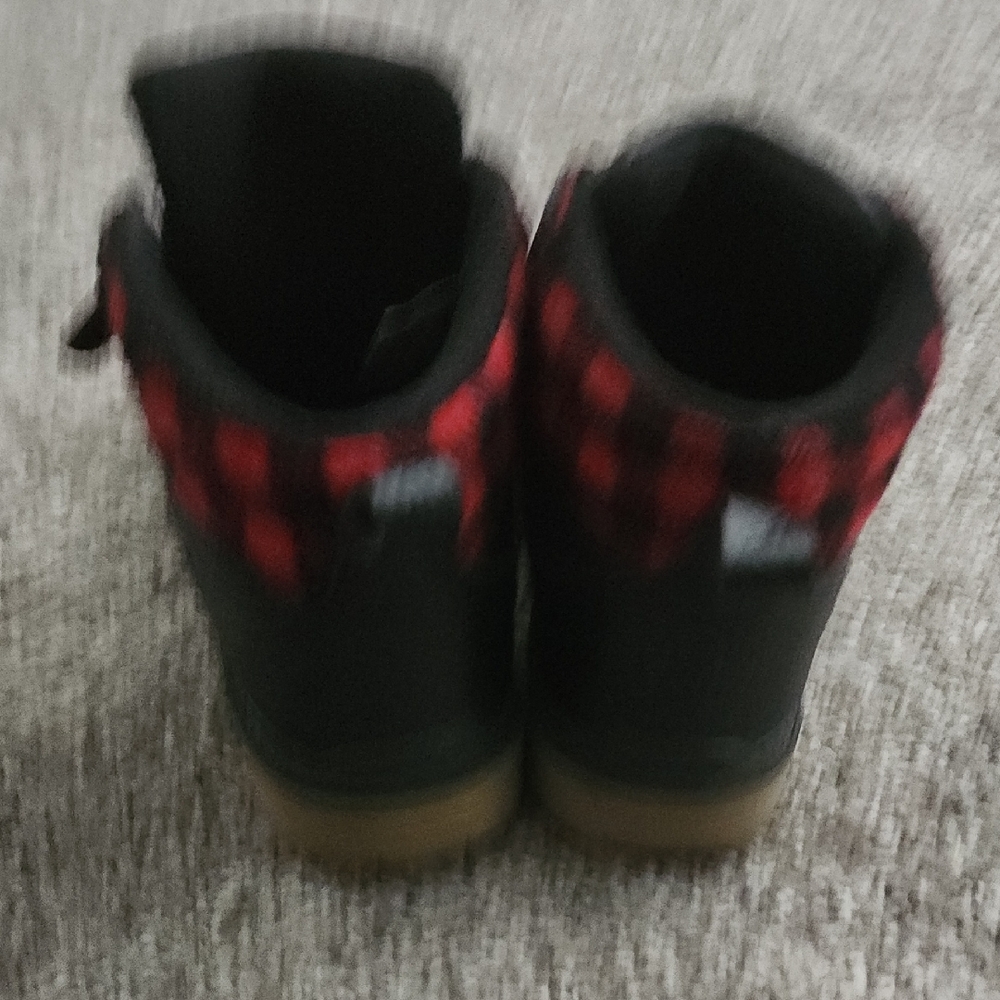 Black Velcro Strap Boots with Rounded Toe - Picture 3 of 5